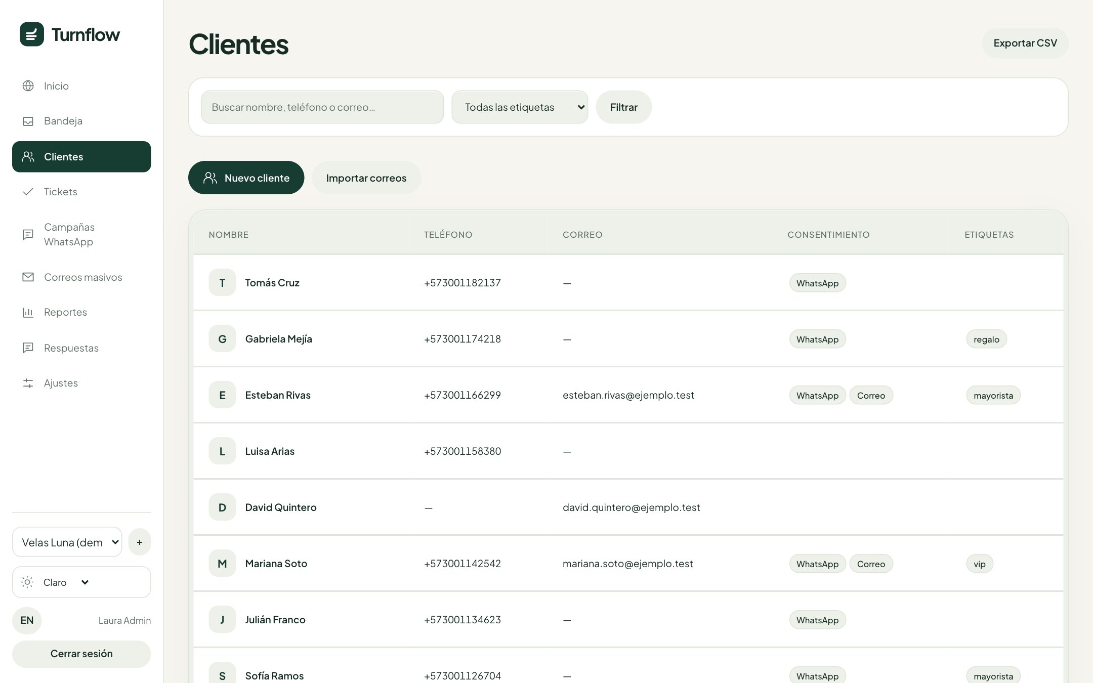 Lista de clientes
