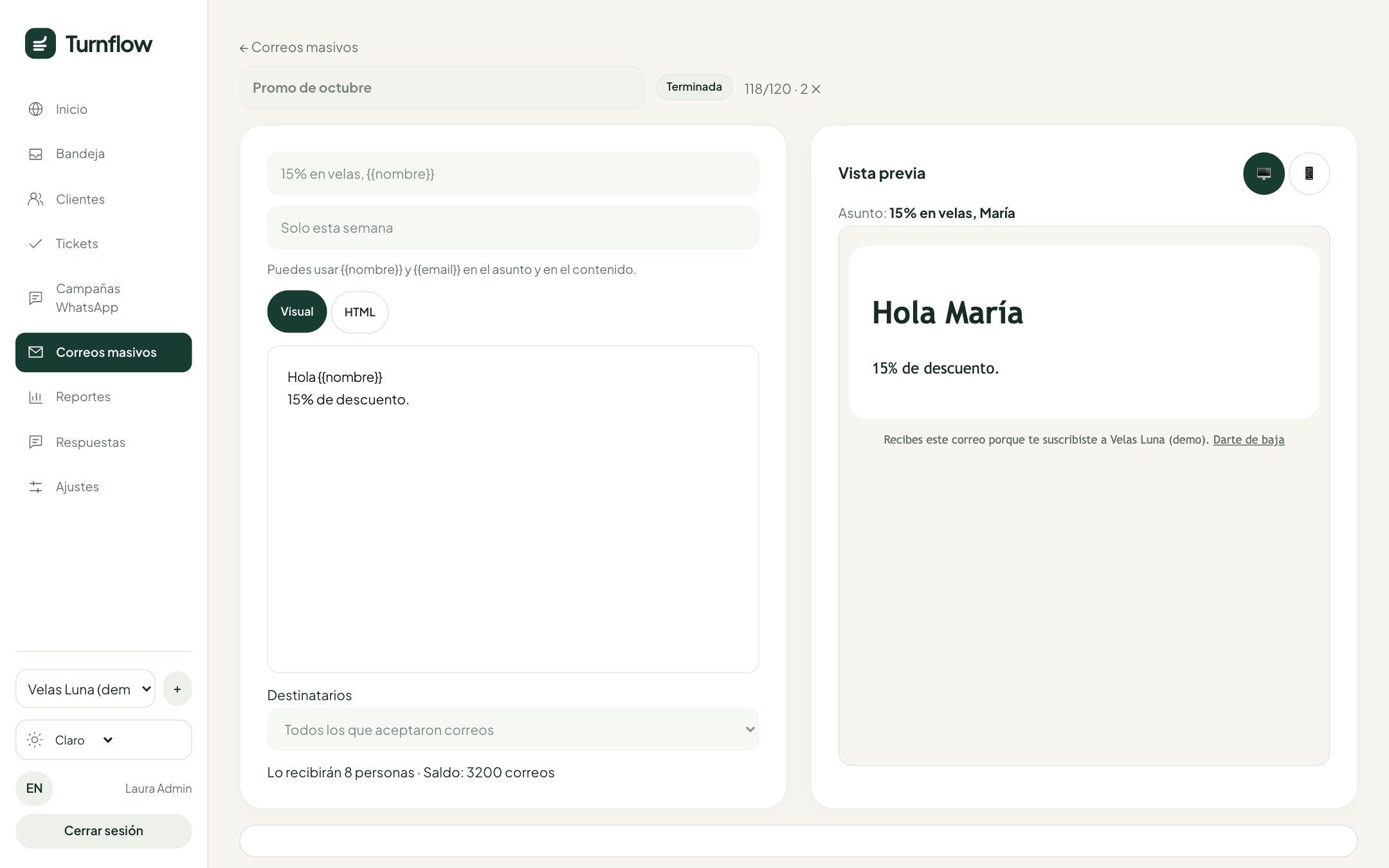 Editor de correos masivos