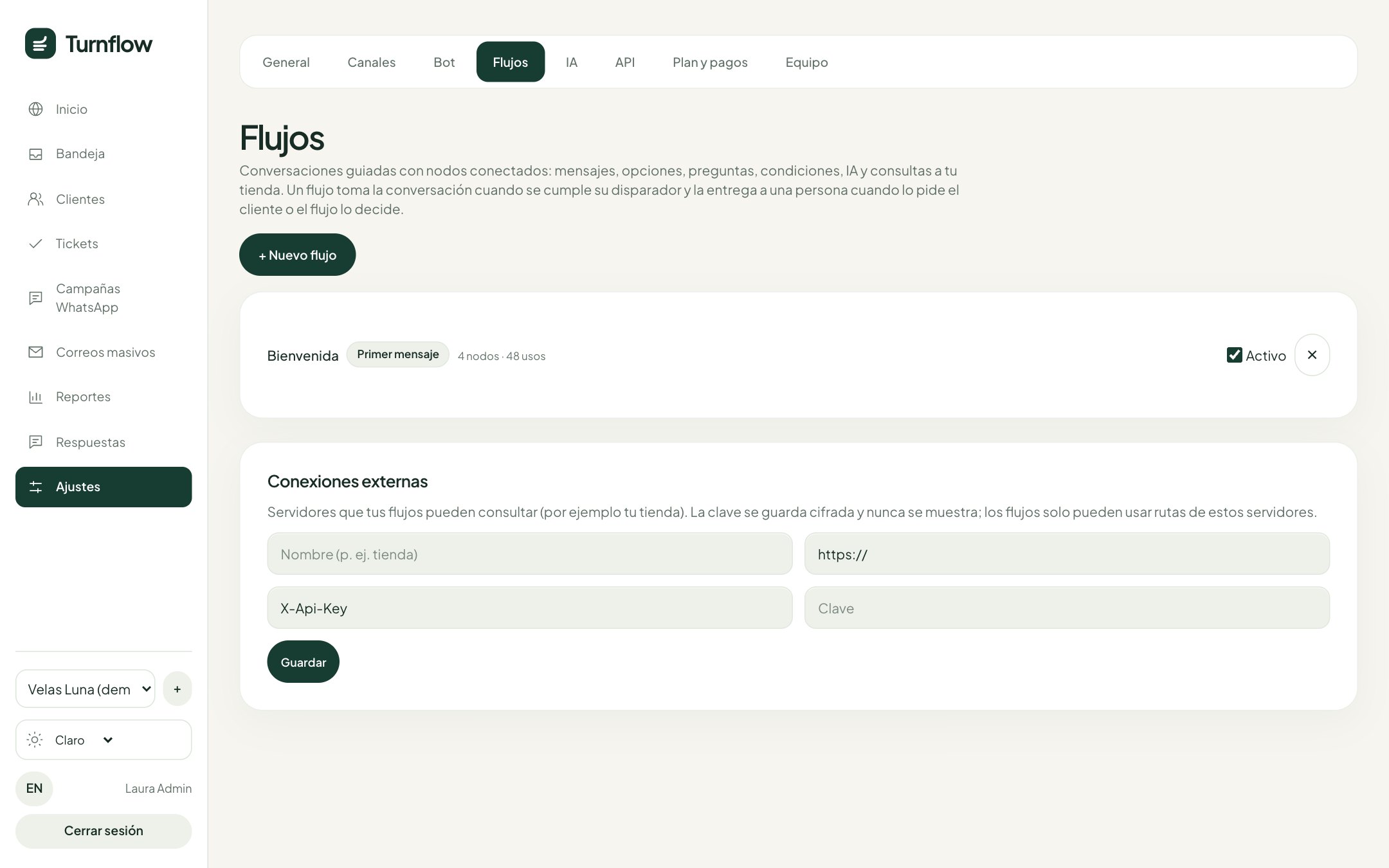Lista de flujos